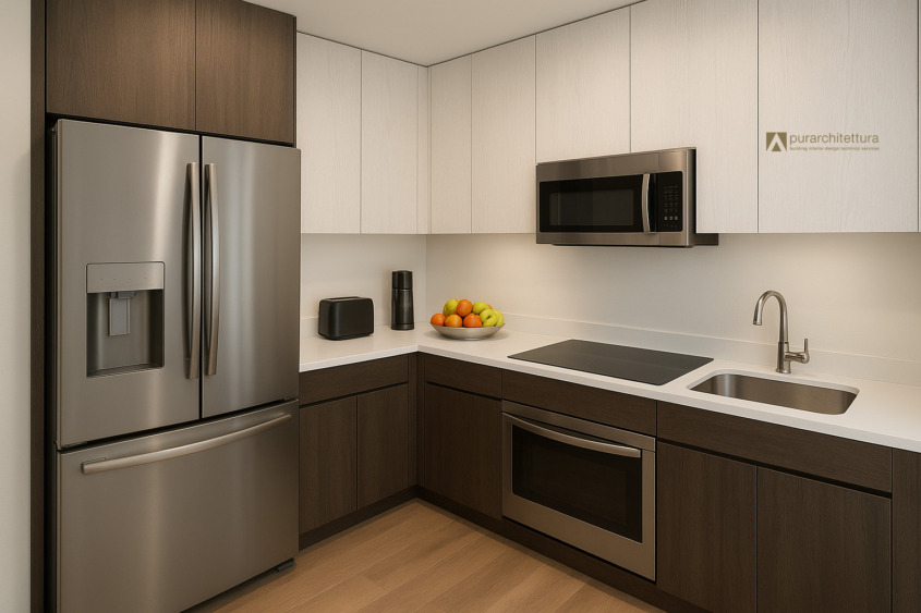 Cucina con ripiano in corian
